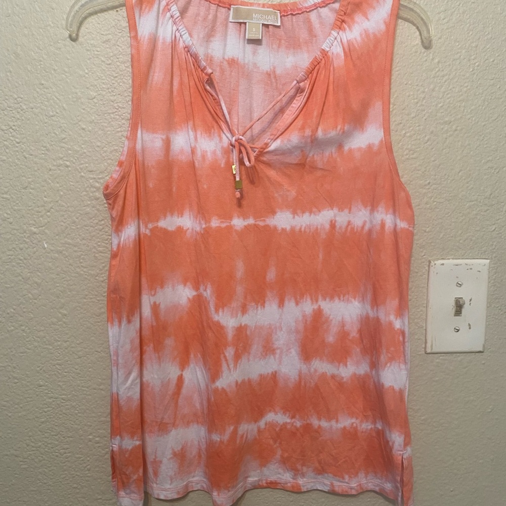 Michael Kors Vibrant Orange and White Tank Top